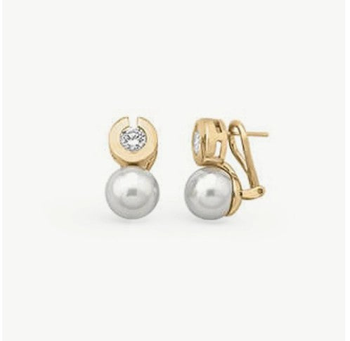 Pearl and Zircon Earrings Exquisite