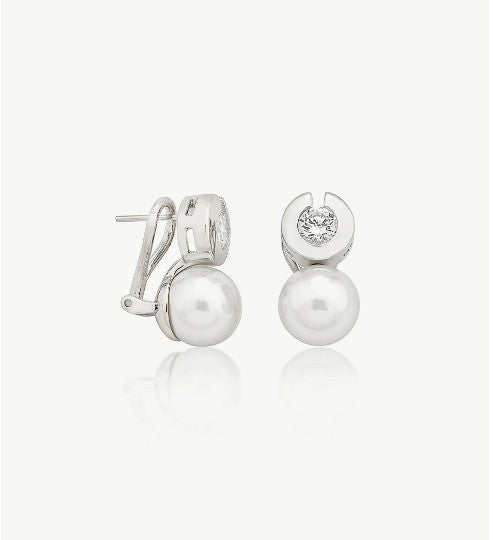 Pearl and Zircon Earrings Exquisite