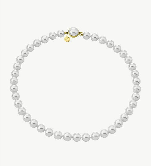 Pearl Necklace with Golden Pearl Clasp