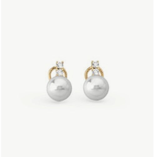 Pearl and Zirconia Earrings Golden