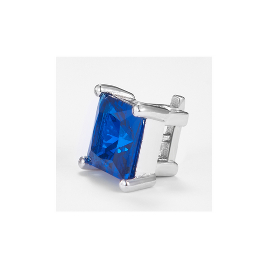 Blue Zirconia Princess-Cut Pendant in 925 Sterling Silver