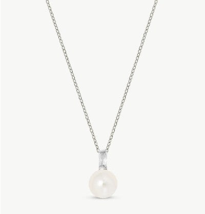 Gold-Plated Pendant with Pearl and Zirconia
