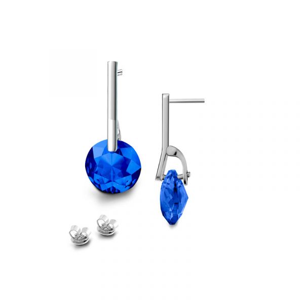 Earring Stud Plain Silver 925 with White Rhodium Plating