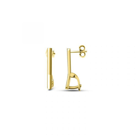 Earring Stud Plain Silver 925 in Yellow Gold Plating