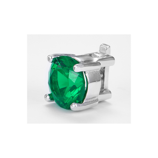 Green Zirconia Round Brilliant-Cut Pendant in 925 Sterling Silver