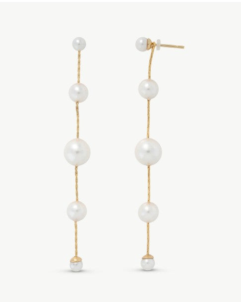 Long Earrings with Golden Pearls