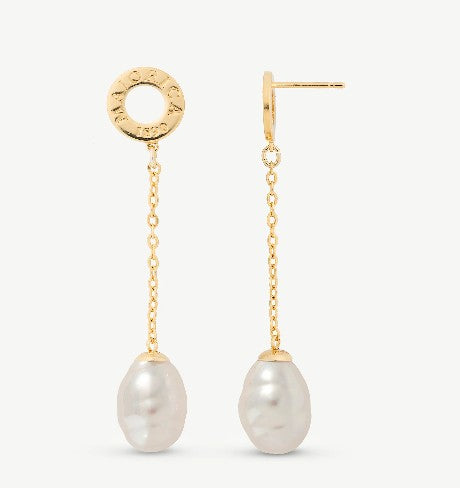 Gold Long Pearl Earrings