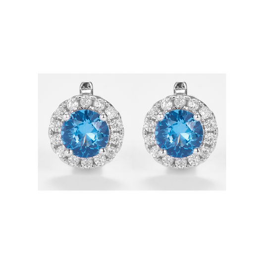 Celestia Cluster Round Brilliant-Cut Earrings in 925 Sterling Silver