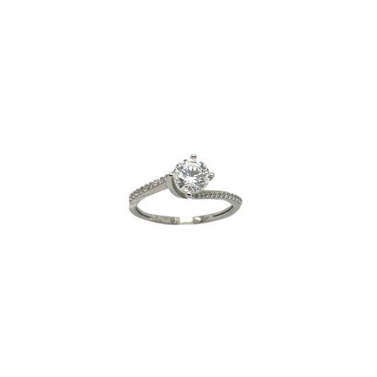 18Kt White Ring with Zircons Ref :I13-I9SZR0073-W-FCZ/LP