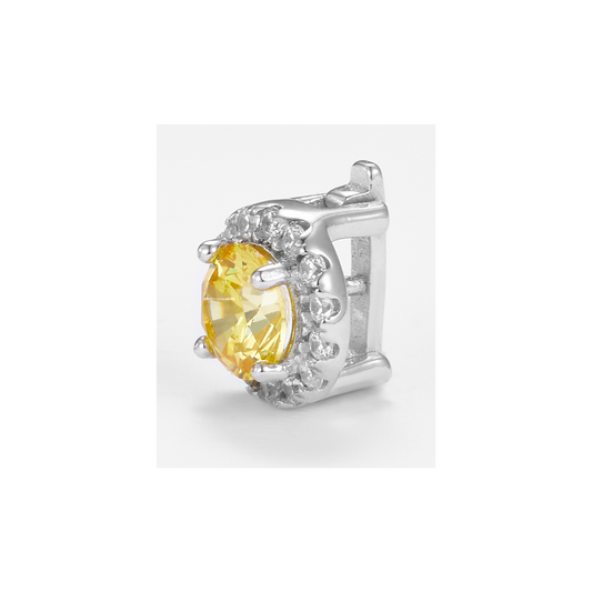 Light Yellow Cluster Round Brilliant-Cut Pendant in 925 Sterling Silver