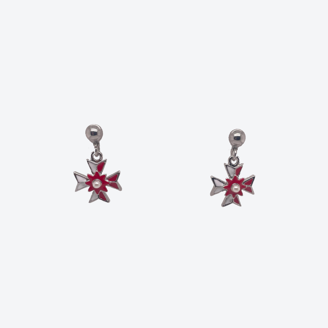 Rhodium Maltese Cross Earrings
