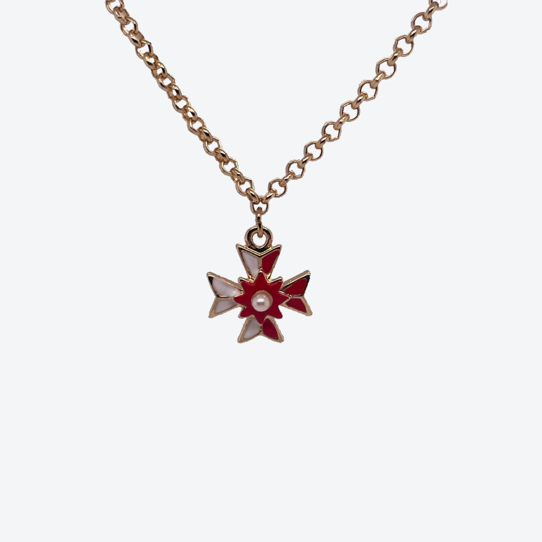 Maltese Cross Chain with Crystal