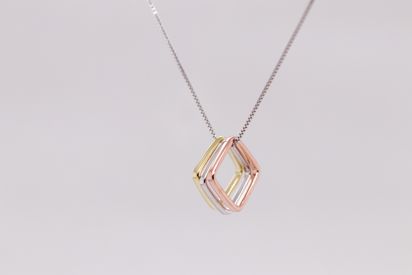 3 Tone Collection - Square Pendant Necklace Ref:3COLP002