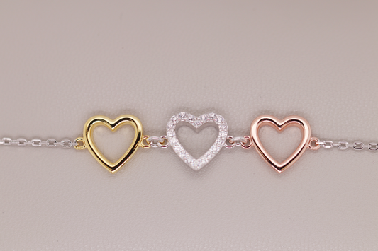 3 Tone Collection - 3 Hearts Bracelet Ref: 3COLP004B