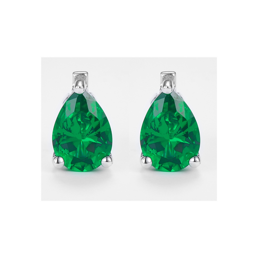 Green Zirconia Teardrop-Cut Earrings in 925 Sterling Silver