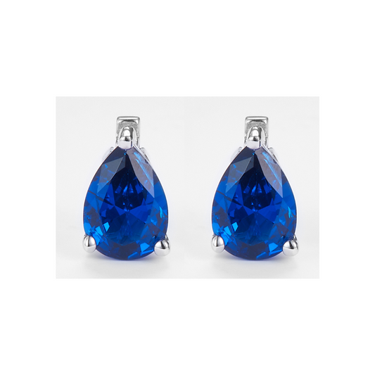 Blue Zirconia Teardrop-Cut Earrings in 925 Sterling Silver