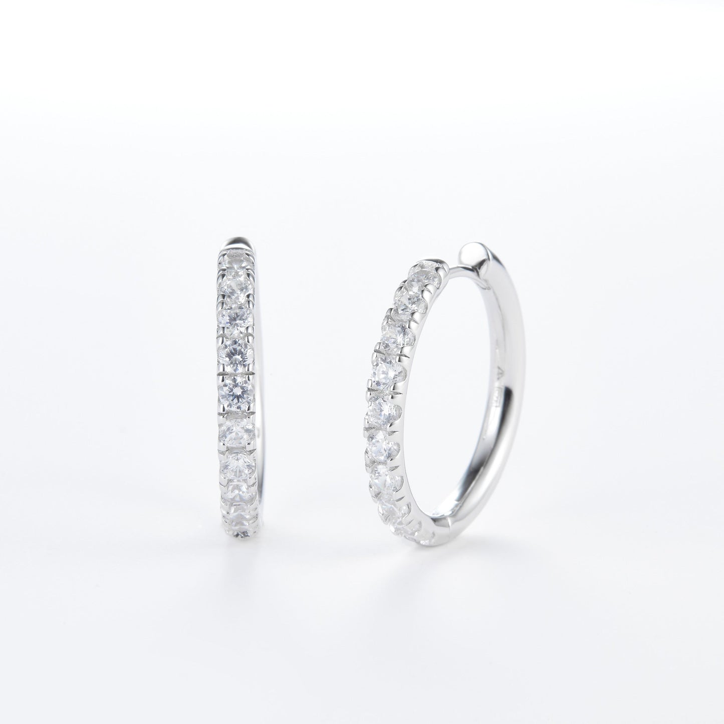 L-Eternità White Zirconia Large Huggies Earrings with White Rhodium plating