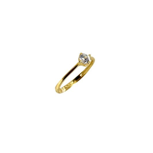 18Kt Yellow Gold Ring with a Single Zircon Ref :X3-X3SZR0286-FCZ