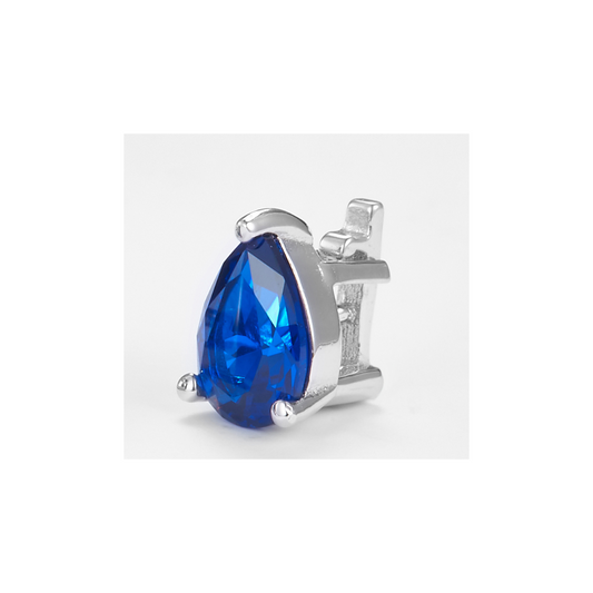 Blue Zirconia Teardrop-Cut Pendant in 925 Sterling Silver
