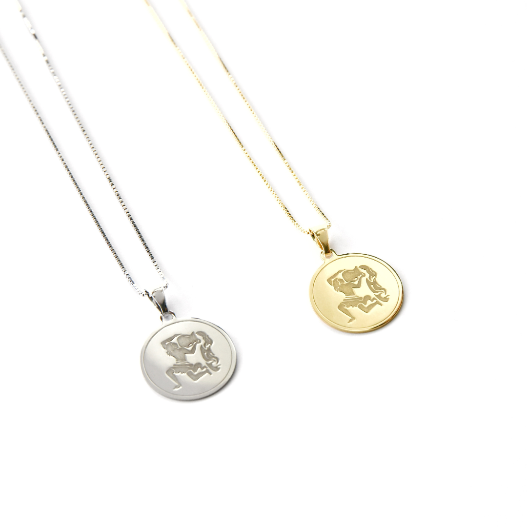 Aquarius - Personalised Zodiac Necklace Ref :AquariusS / AquariusY