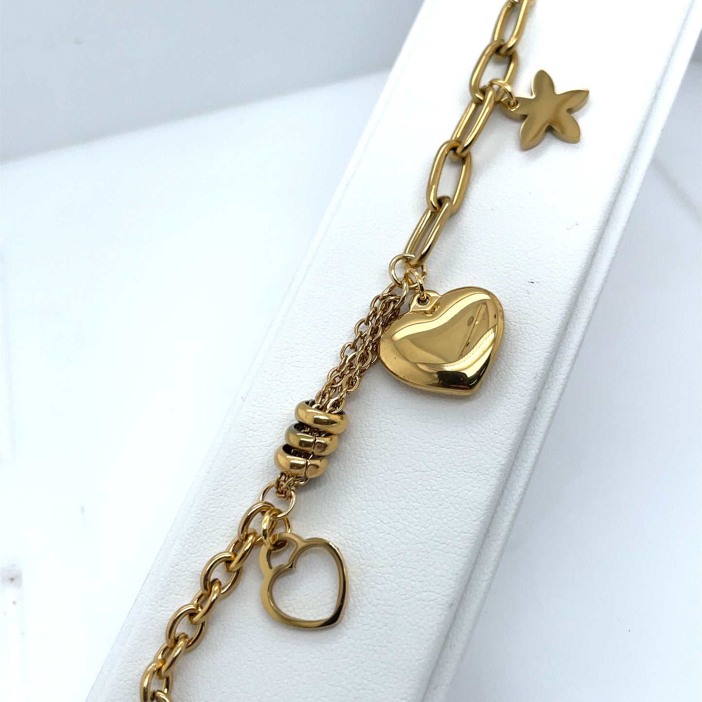 Gold Plated Twisted Charm Bracelet Ref: BR249401G