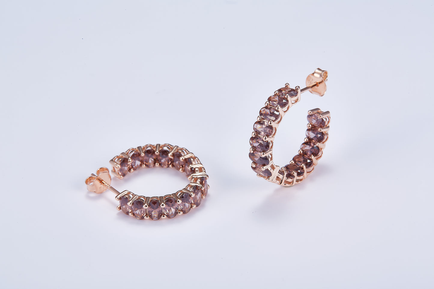 Ovale Brown Hoop Earrings in Rose Gold Plating REOLBR-PG