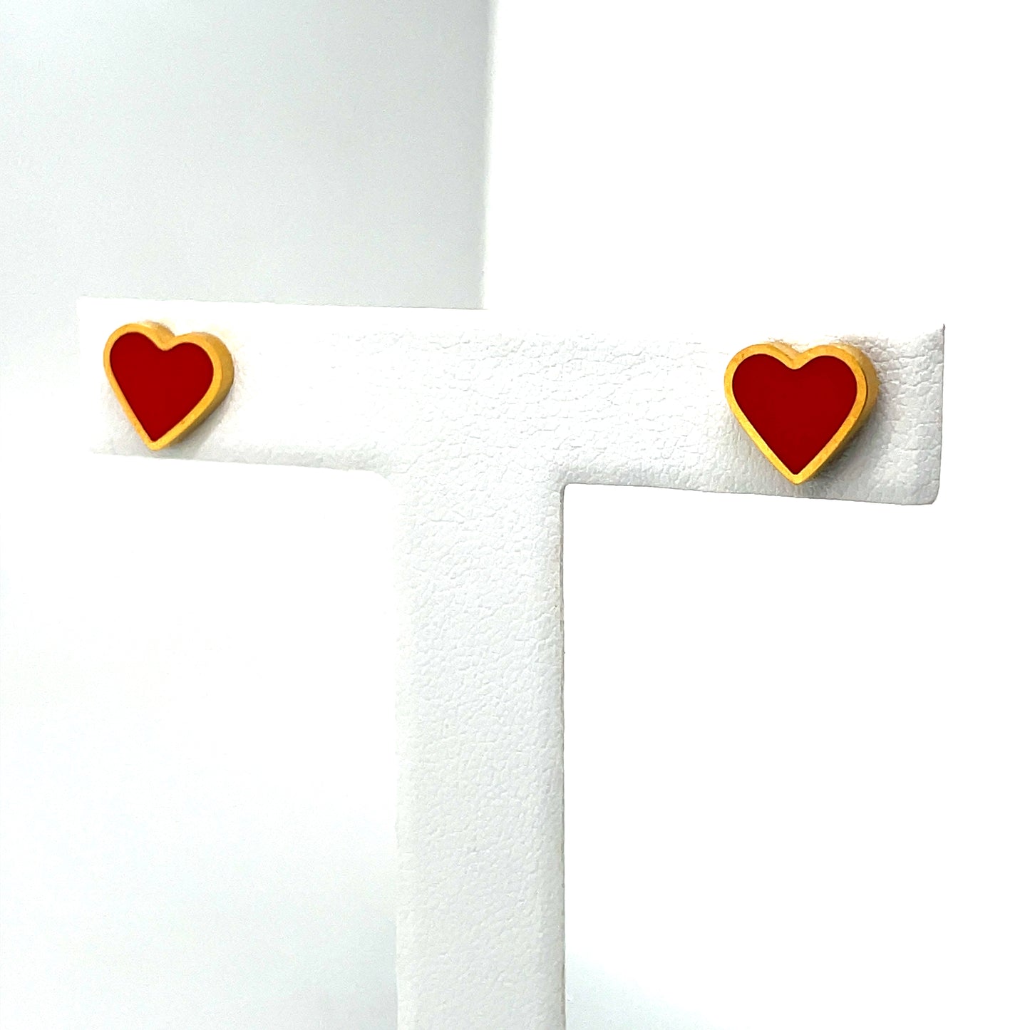 Stainless Steel Gold Plated Heart Stud Earrings Ref: EA610801G