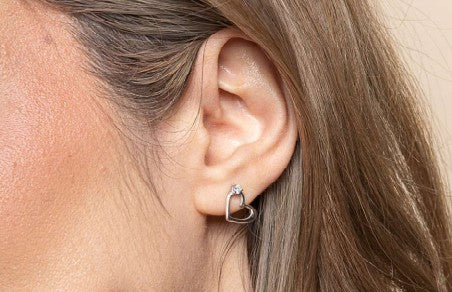 Heart-Shaped Zirconia Earrings in 925 Sterling Silver