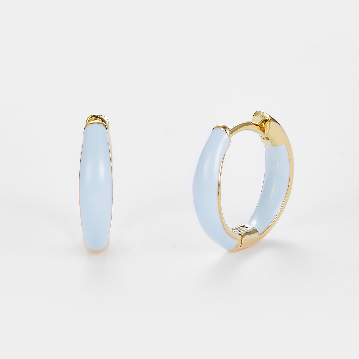 SMALTO Silver Hoops Earring – Yellow Gold with Celeste Enamel