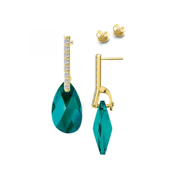 Earring Stud Zirconi Silver 925 with Yellow Gold plating