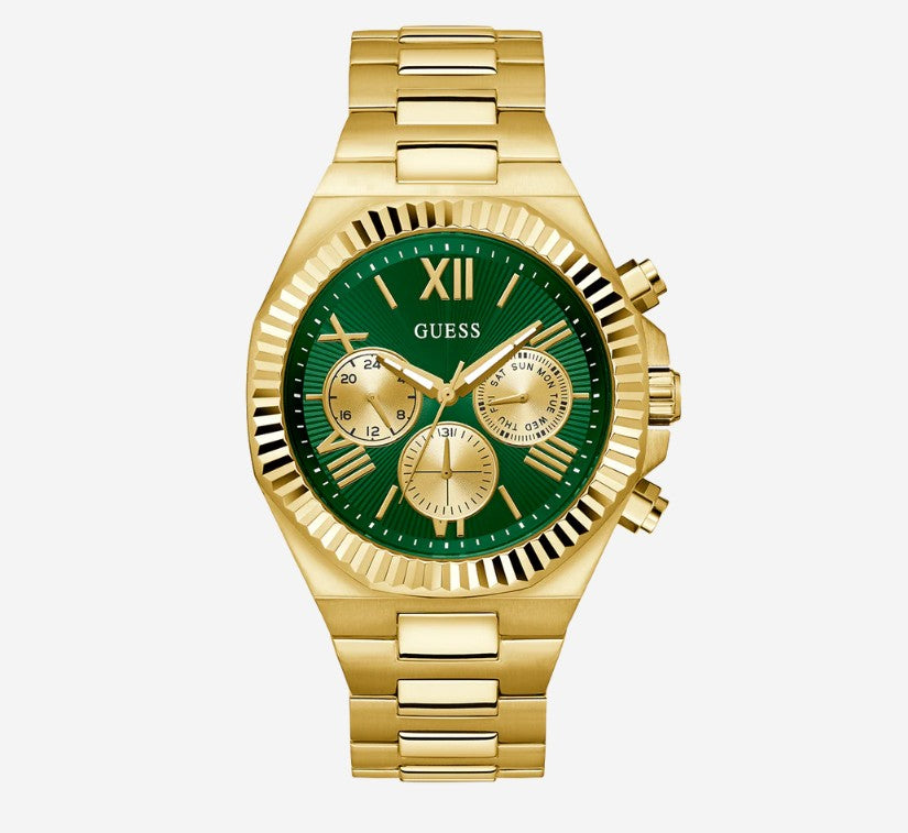 GUESS Equity Mens Gold Tone Multi-function Watch