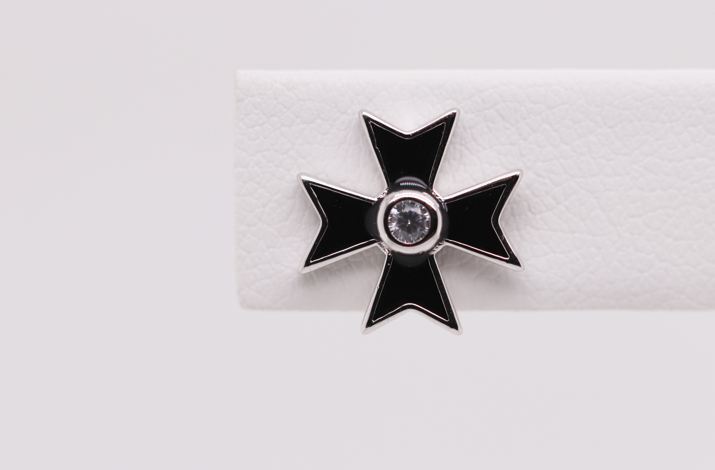 Black and Silver Maltese Cross Earrings Ref: MT01E-BLACK-WR