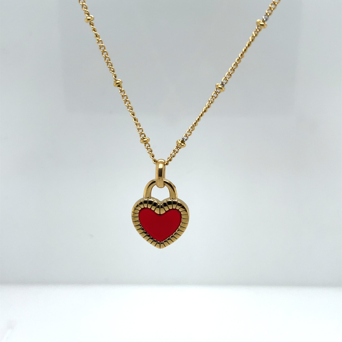 18k Gold Plated Two Tone Heart Necklace Ref:NE2C120EG