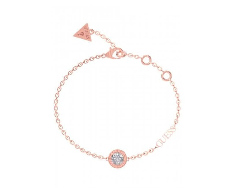 Ladies Rose Gold Plated Clear Charm Bracelet UBB02246RGL