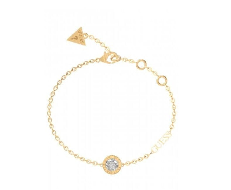 Ladies Gold Plated Clear Charm Bracelet UBB02246YGL