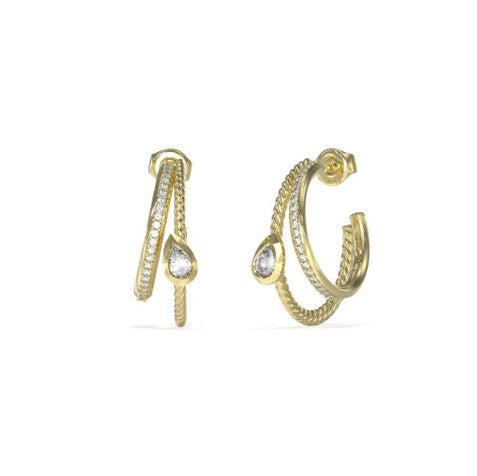 Guess UBE05244YG – Gold‑Tone Heart Crystal Earrings