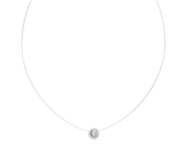 Guess Women's G Crystal Coin Pave Necklace UBN05446RH