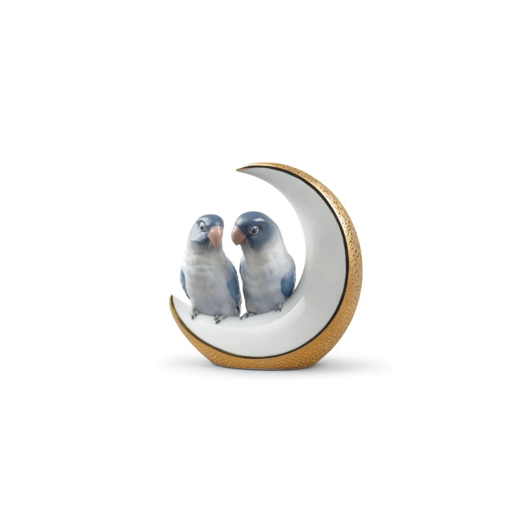 Fly Me to The Moon Birds Figurine. Golden Lustre REF: 1008788