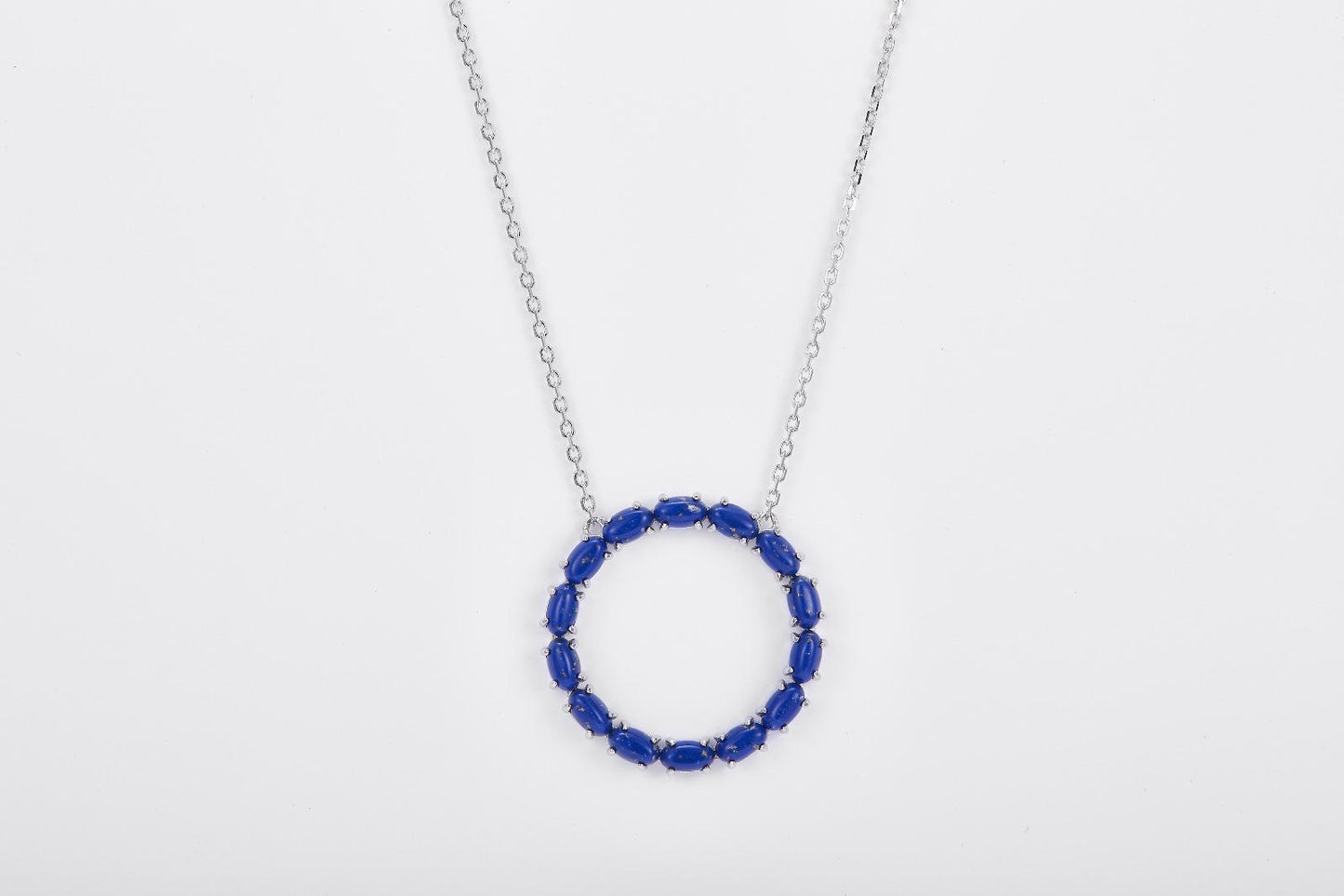 Pietra Collection Round Pendant Necklace - Lapis