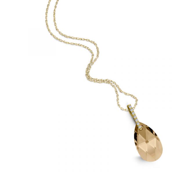 Necklace Pendant Zirconia Silver 925 with Yellow Gold plating