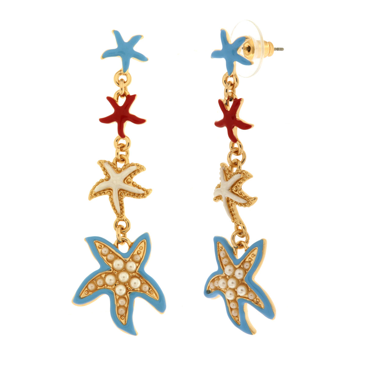 Earrings with Hanging Colored Starfish