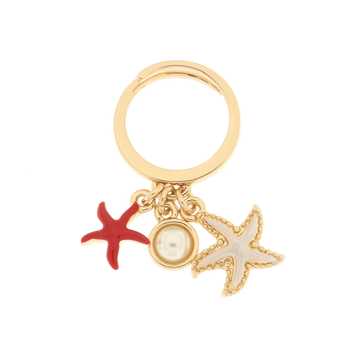 Ring with Starfish and Pearl
