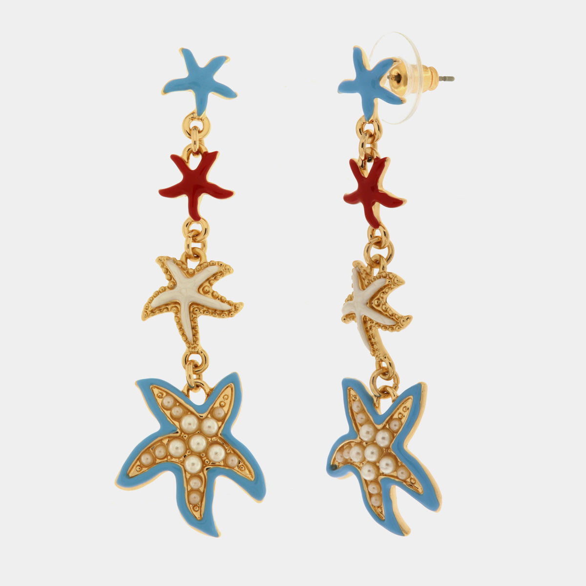 Earrings with Hanging Colored Starfish