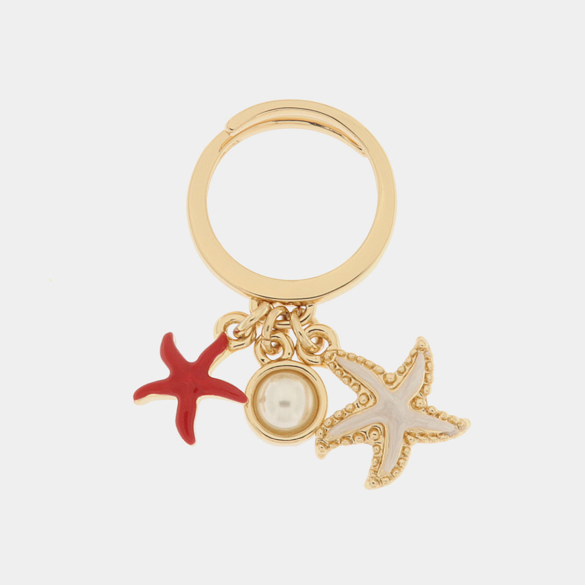 Ring with Starfish and Pearl