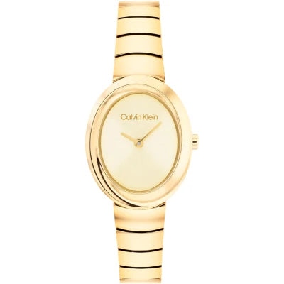 Calvin Klein Sculpted Oval / Fluid Line Women's Gold-Tone Stainless Steel Watch 25100147
