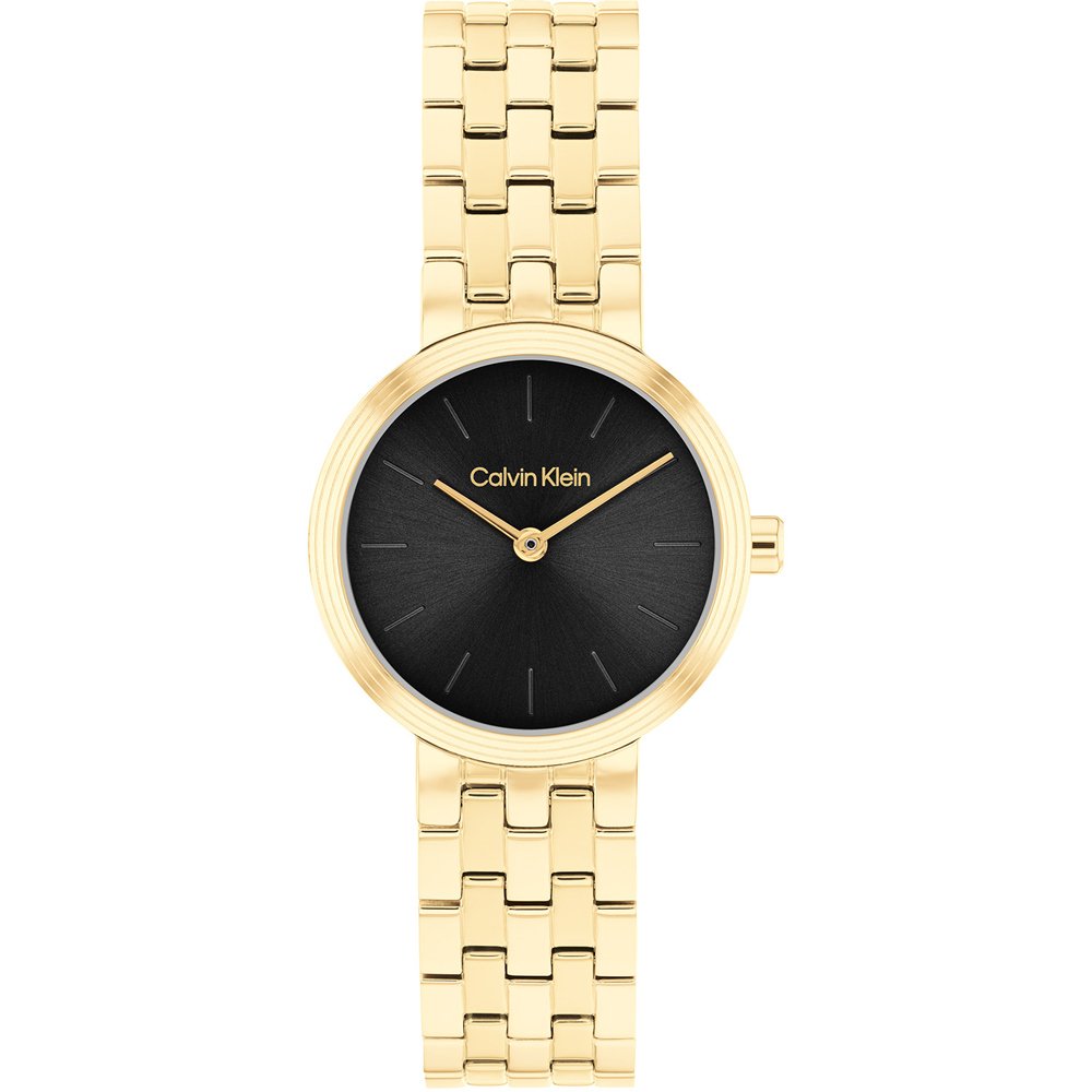 Calvin Klein Gleam / Modern Line Women's Gold-Tone Stainless Steel Watch with Black Dial 25100187