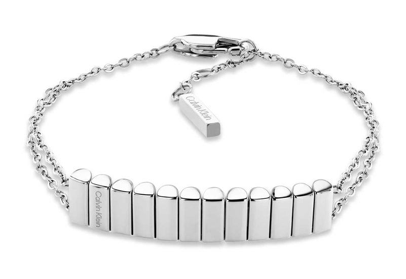 Calvin Klein Sculpted Bar / Multi-Link Women's Double Chain Bracelet 35000941