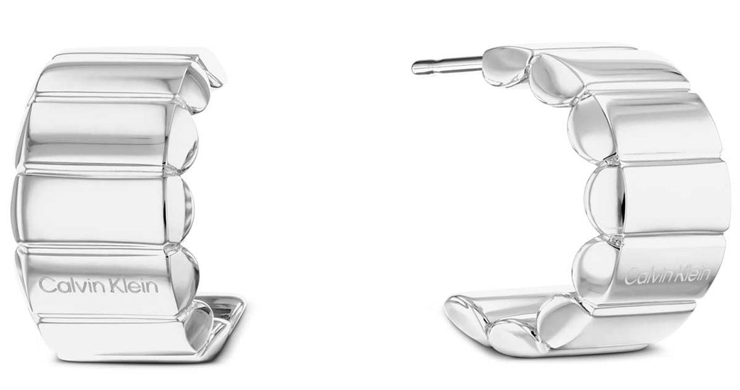 Calvin Klein Modern Repetition Women's Stainless Steel C-Hoop Earrings 35000943