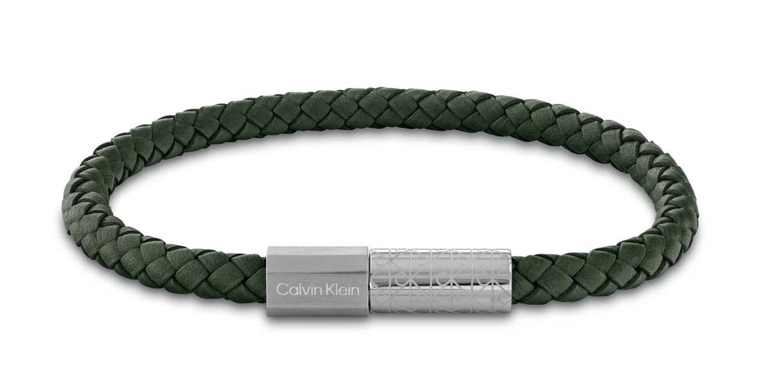 Calvin Klein Industrial Facets Men's Braided Leather Bracelet 35100090