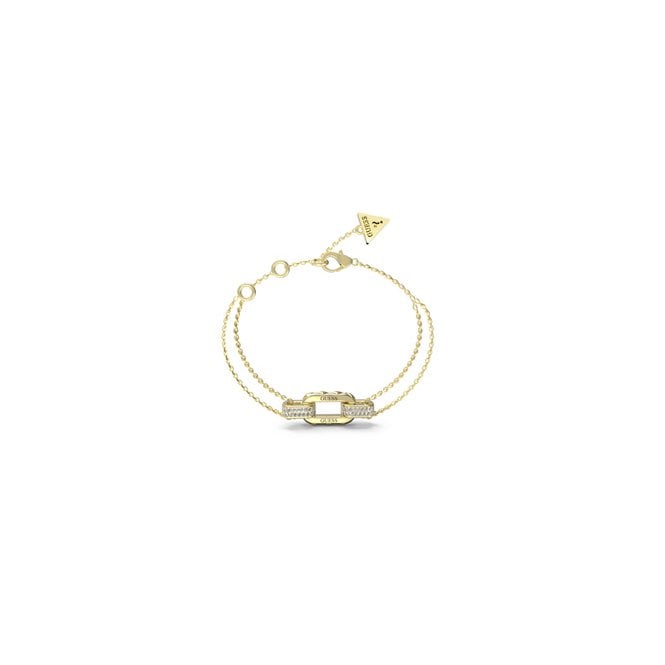 Guess Ladies Gold Plated Stylish Crystal Link Bracelet UBB04581YGS
